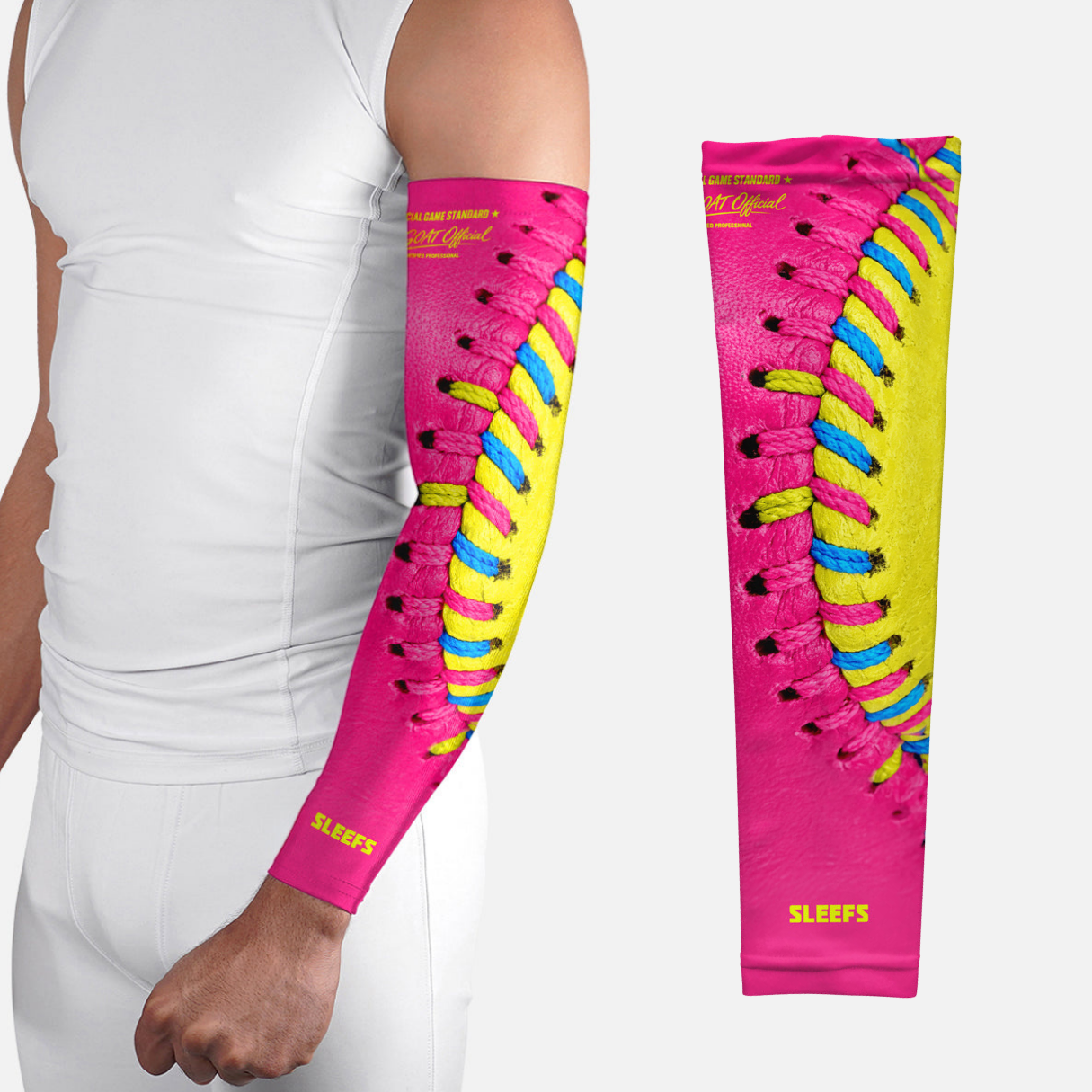 Baseball Lace Power Pink Arm Sleeve