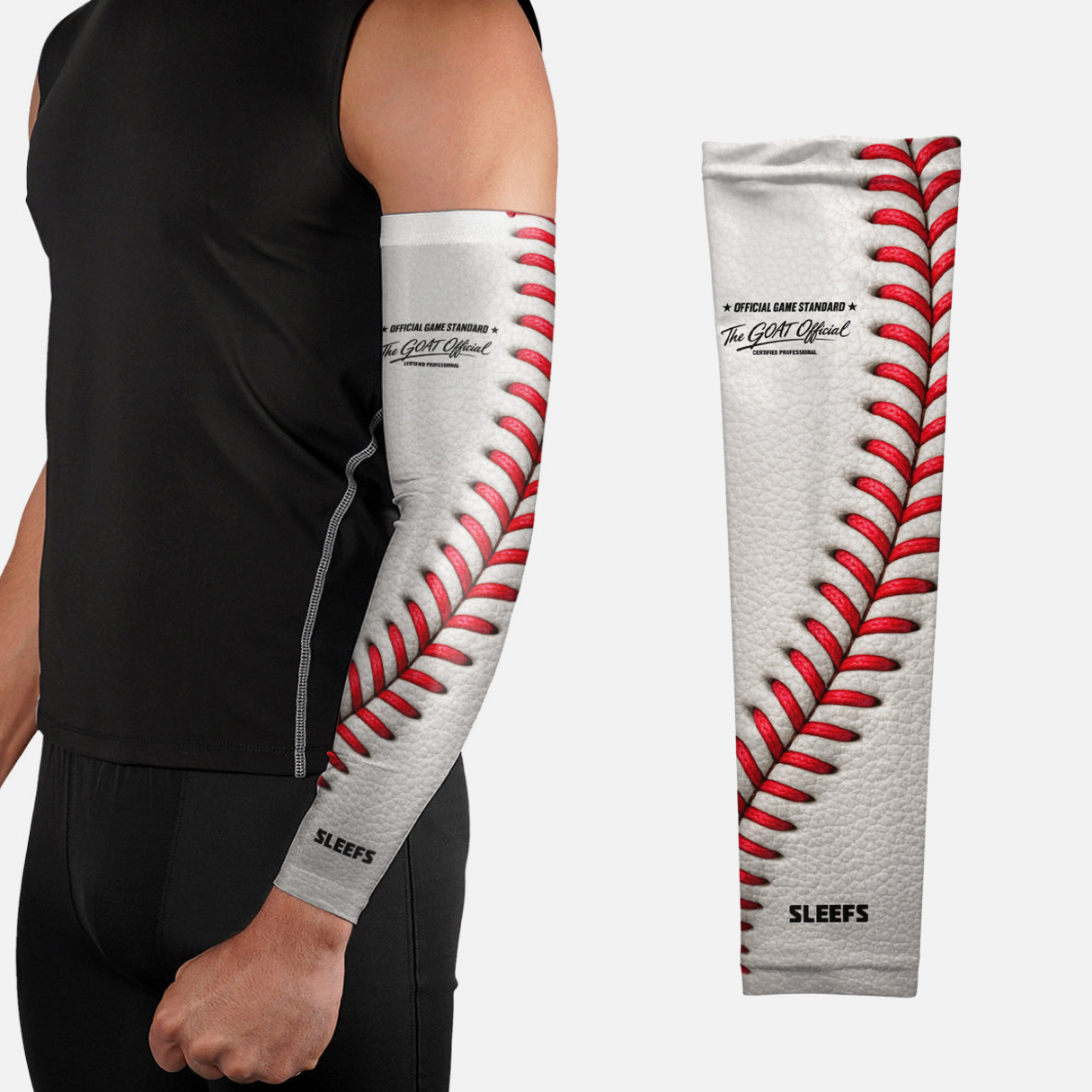 Baseball Lace Pro White Arm Sleeve