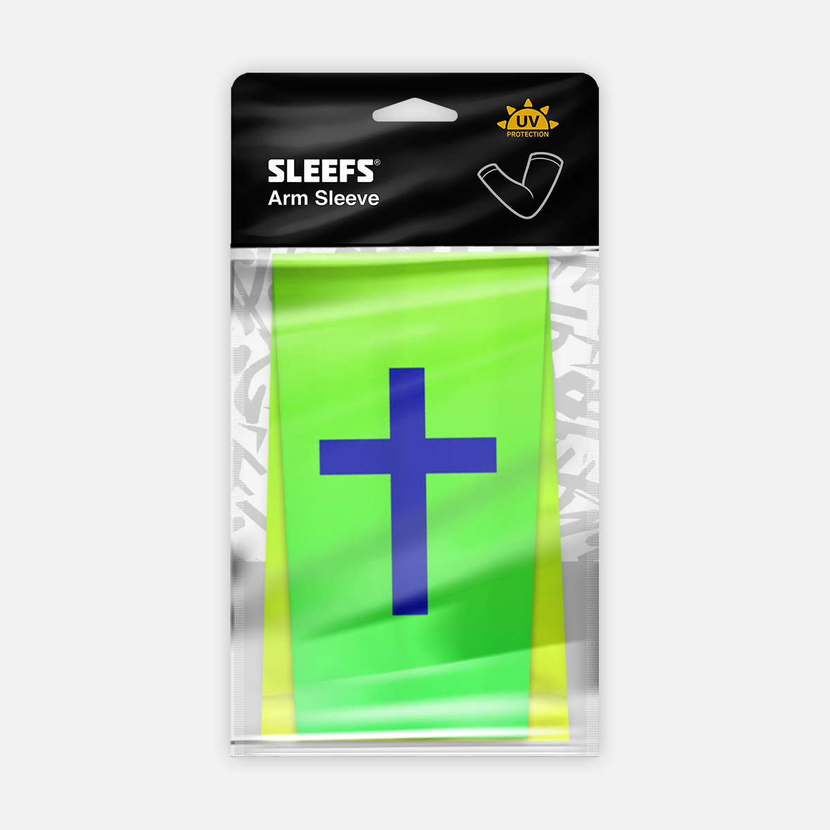 Faith Cross Neon Green Arm Sleeve