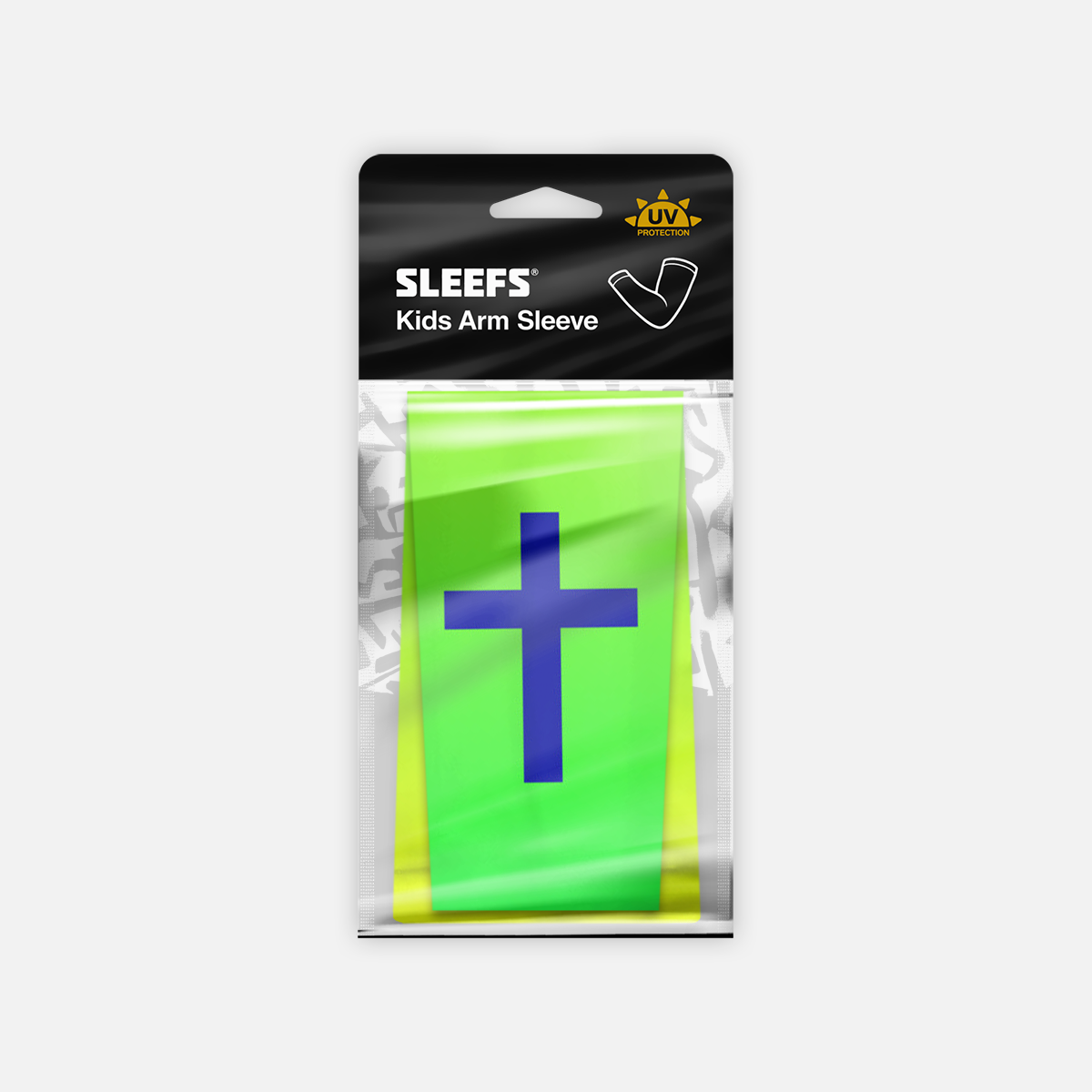 Faith Cross Neon Green Kids Arm Sleeve