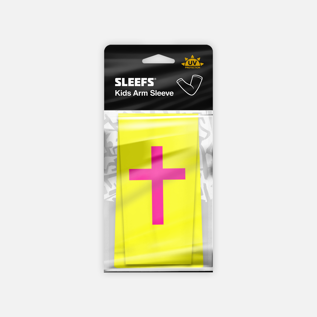 Faith Cross Volt Yellow Kids Arm Sleeve