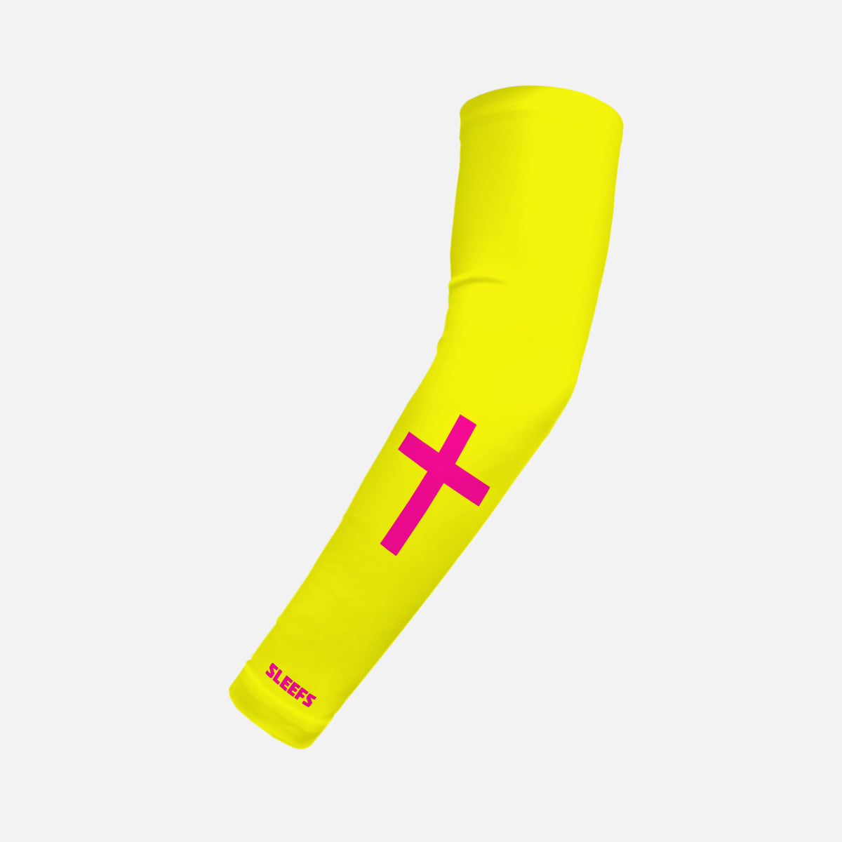 Faith Cross Volt Yellow Kids Arm Sleeve