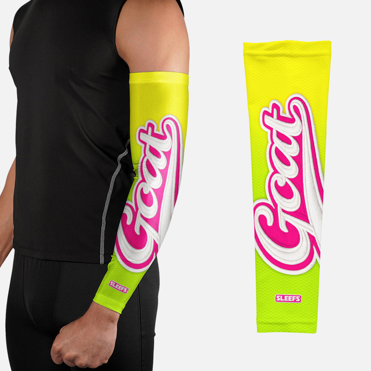 GOAT Patch Lime Green and Blue Blush Arm Sleeves Pair