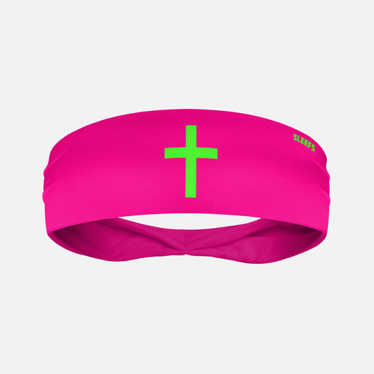 Faith Cross Hyper Pink Kids Headband