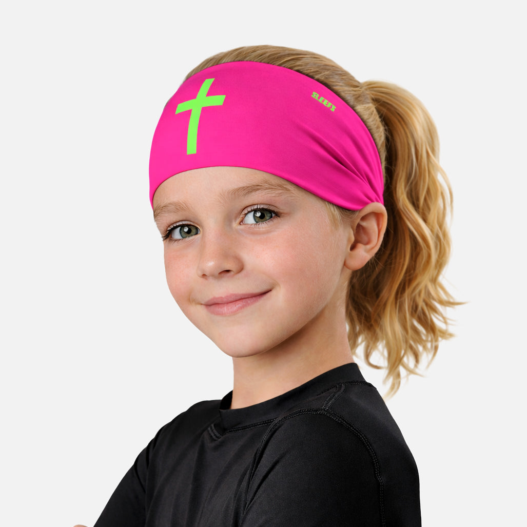 Faith Cross Hyper Pink Kids Headband