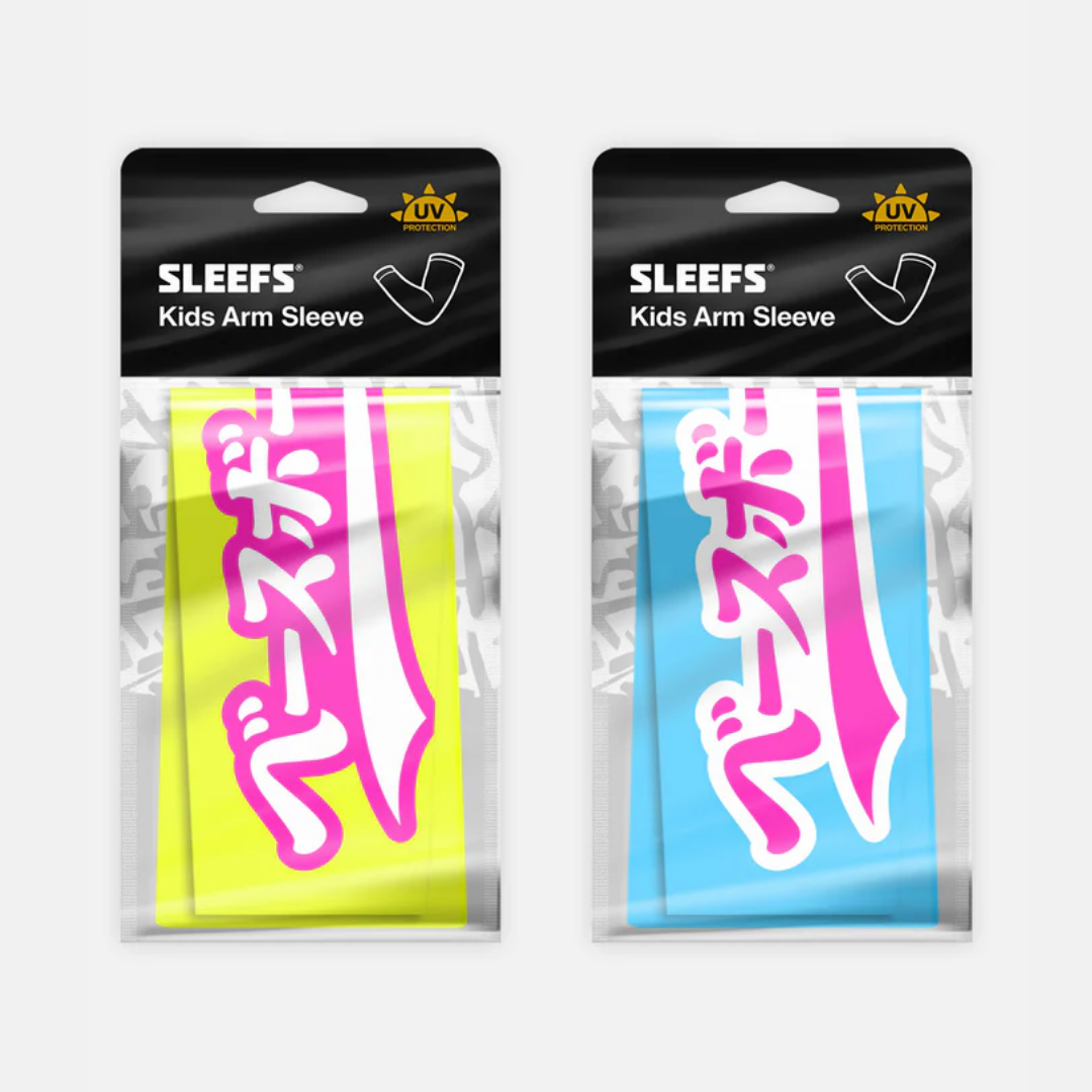 Japanese Baseball Lime Green and Blue Kids Arm Sleeves Pair