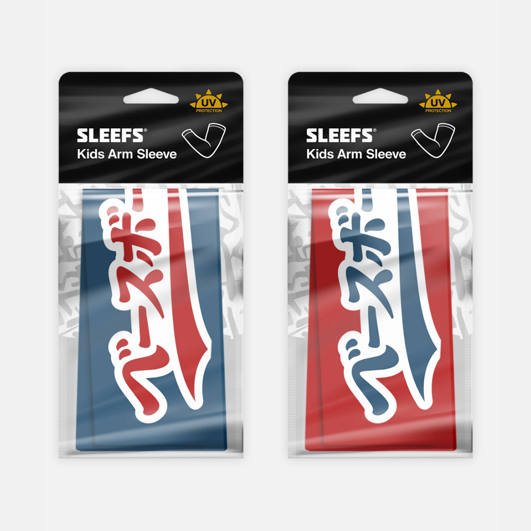 Japanese Baseball Americana Red and Blue Kids Arm Sleeves Pair