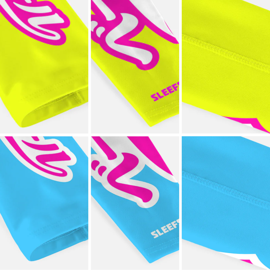 Japanese Baseball Lime Green and Blue Arm Sleeves Pair