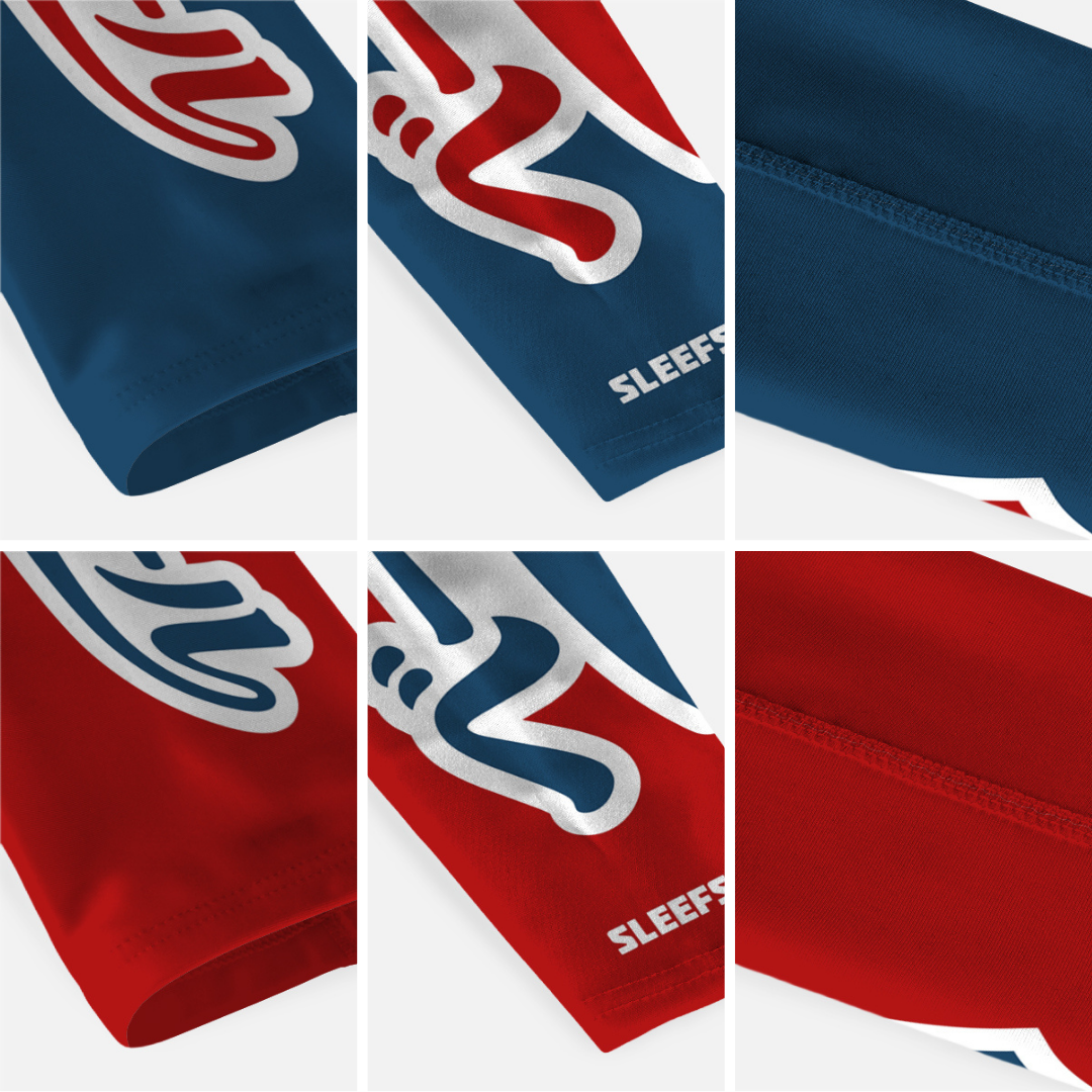 Japanese Baseball Americana Red and Blue Kids Arm Sleeves Pair
