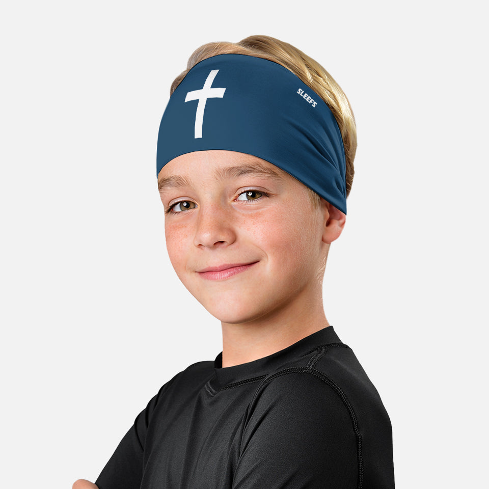 Faith Cross Midnight Blue Kids Headband