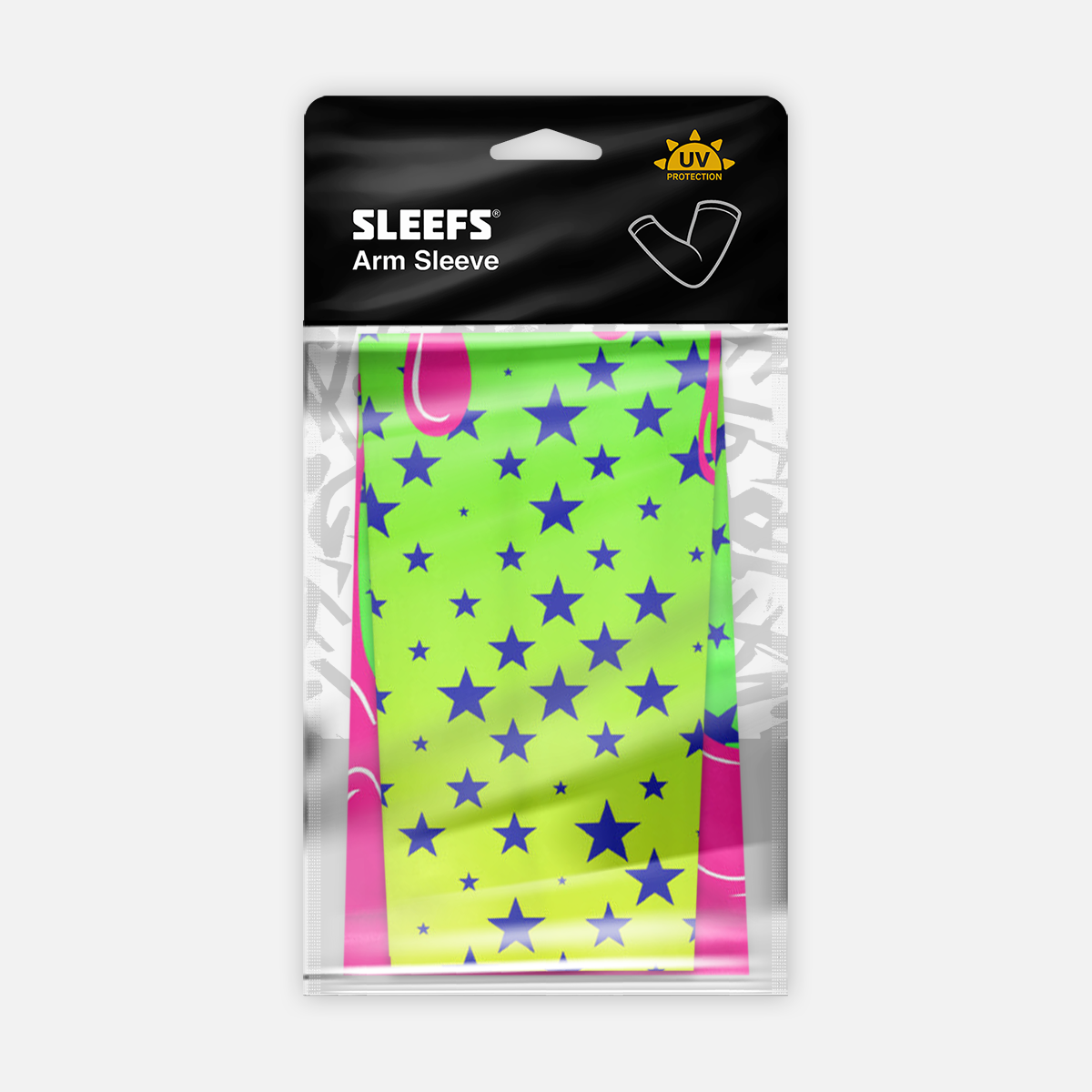 Neon Lime Stars Drip Kids Arm Sleeve