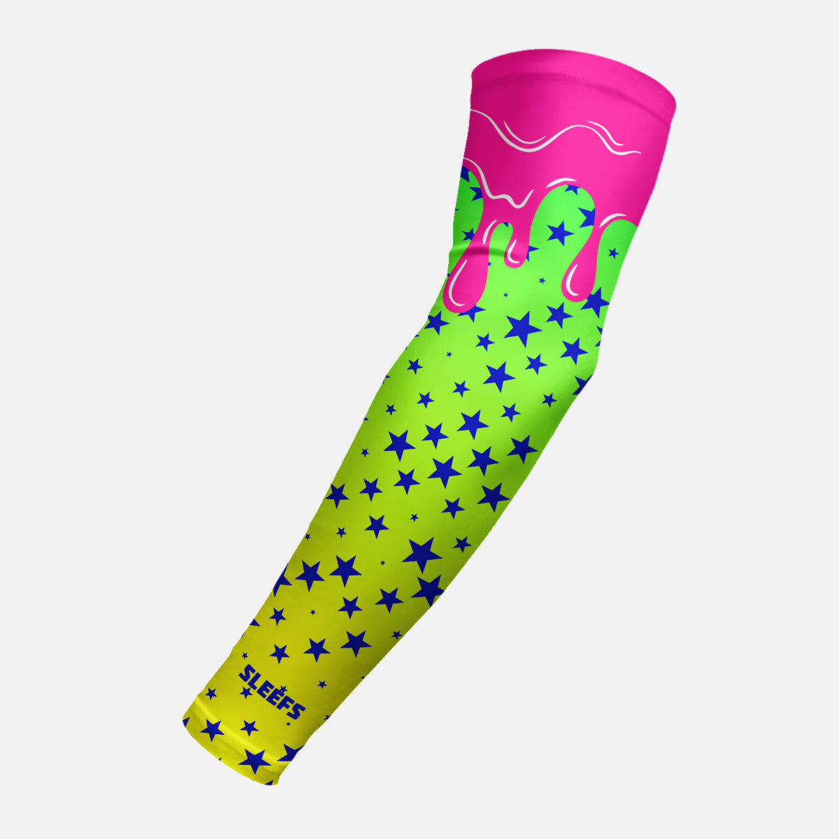 Neon Lime Stars Drip Kids Arm Sleeve