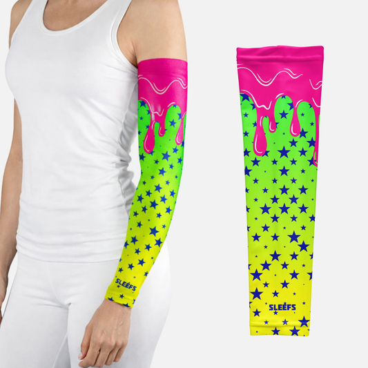 Neon Lime Stars Drip Arm Sleeve