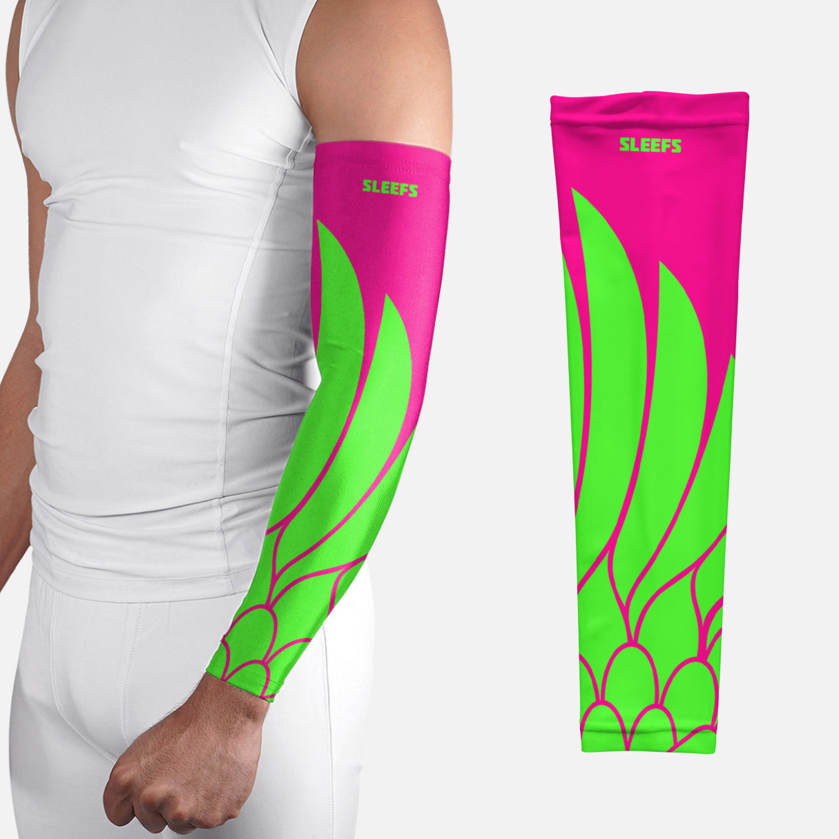 Neon Wings Green and Pink Arm Sleeves Pair