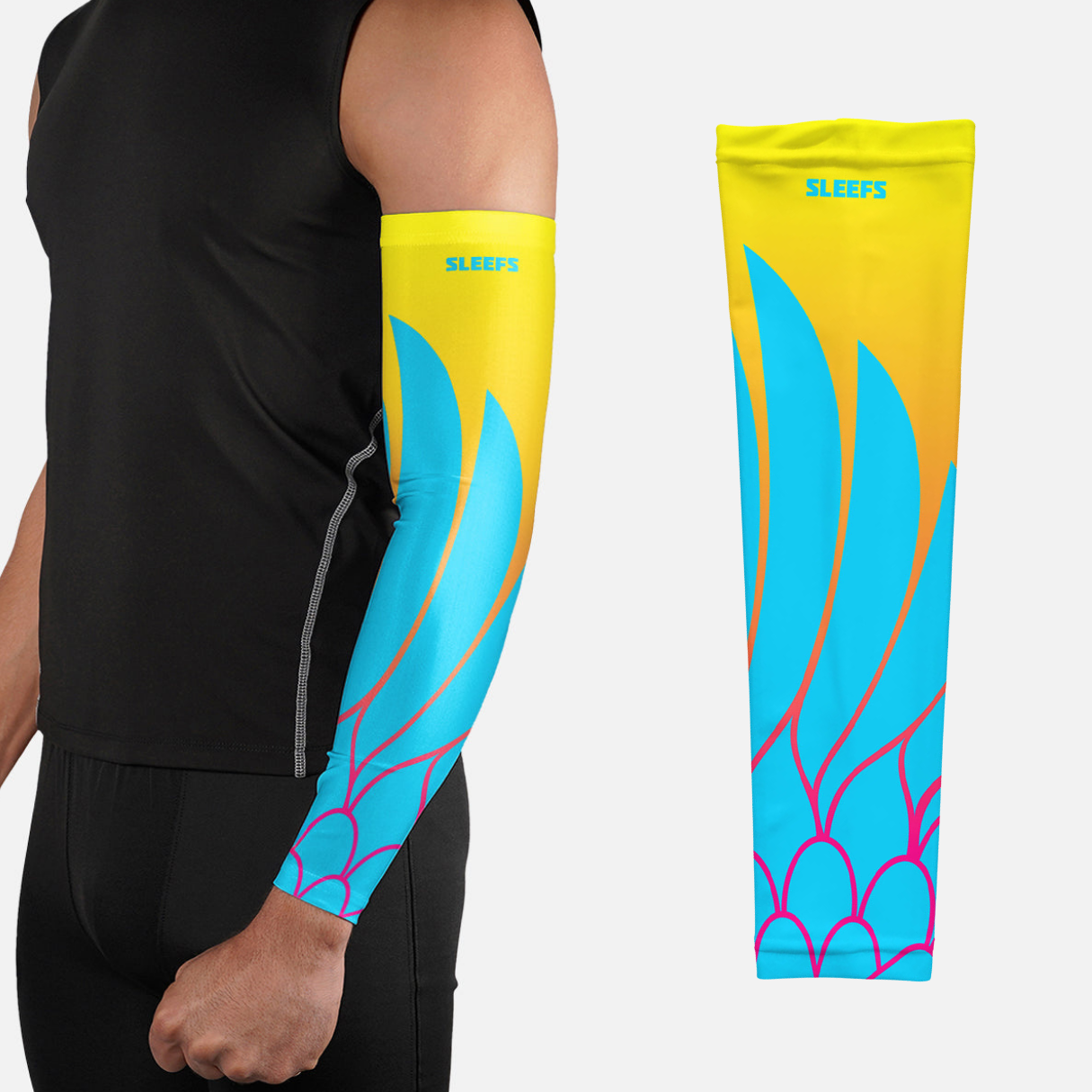 Neon Wings Blue and Yellow Arm Sleeves Pair