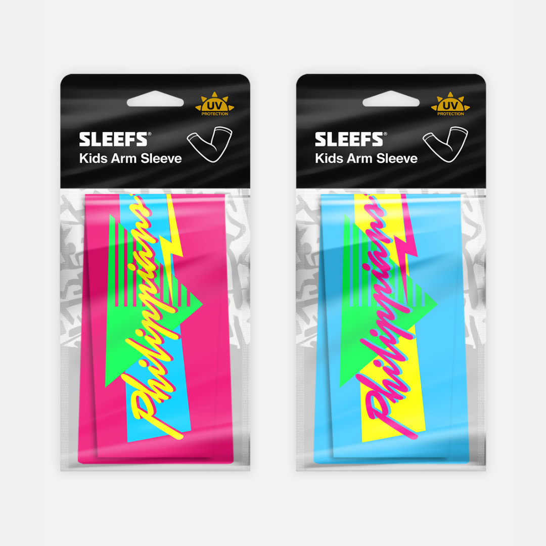 Philippians 4:13 Synthwave Pink and Blue Kids Arm Sleeves Pair