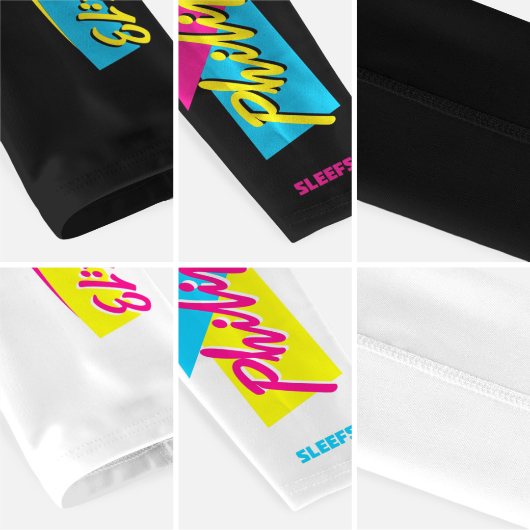 Philippians 4:13 Synthwave Black and White Arm Sleeves Pair