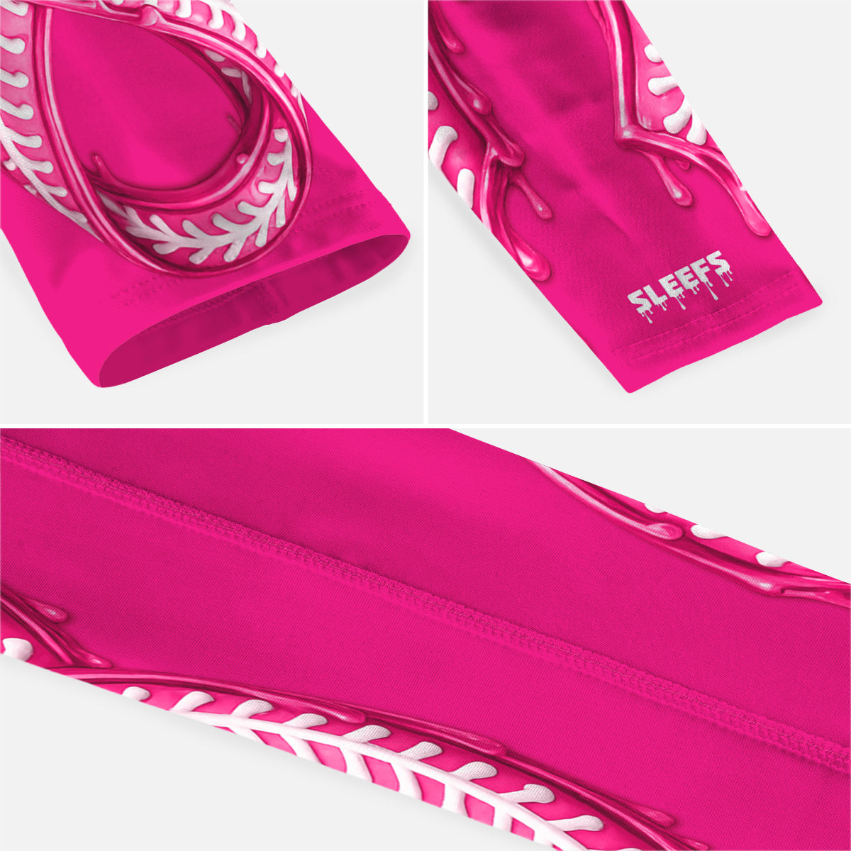 Pink Ribbon Drip Baseball Kids Arm Sleeve