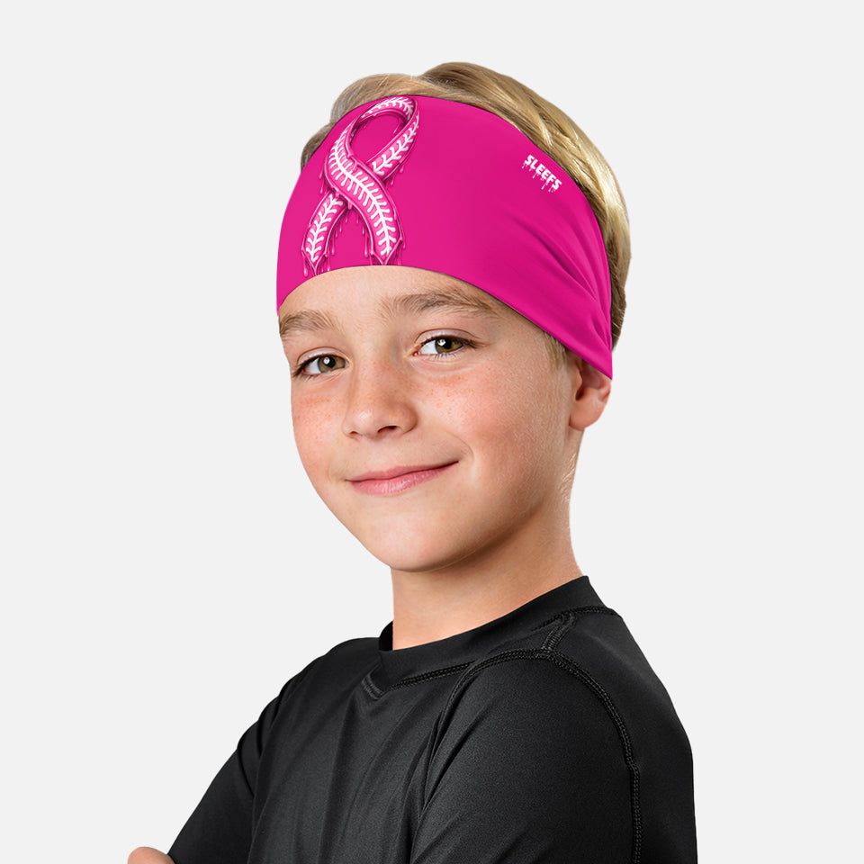Pink Ribbon Drip Baseball Kids Headband