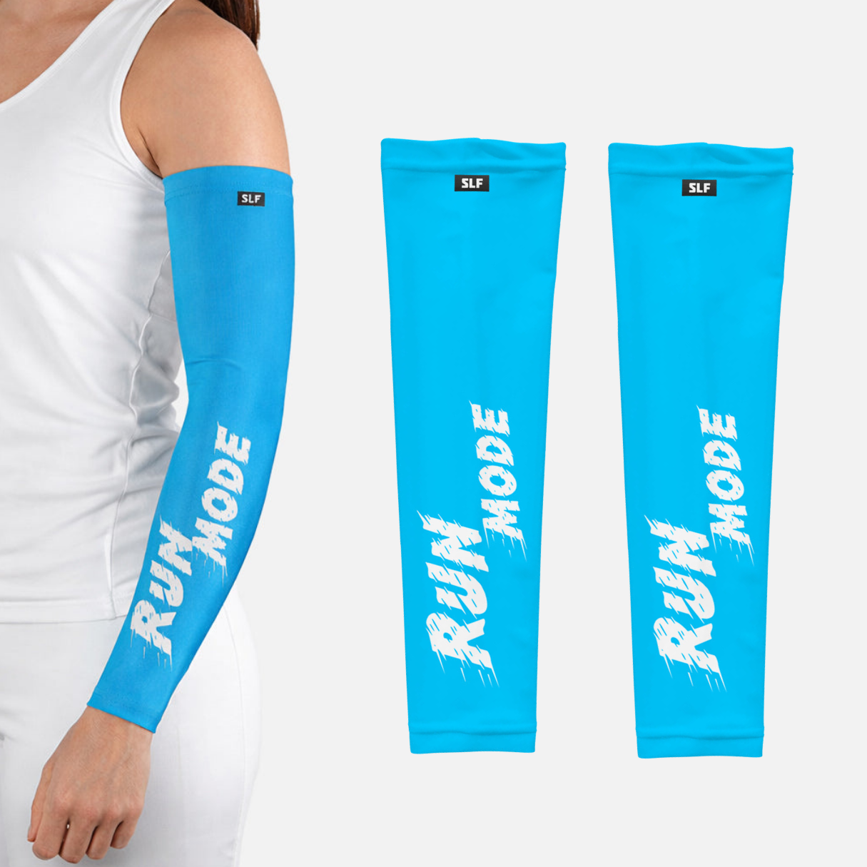Run Mode Blue Running Sleeves - Pair
