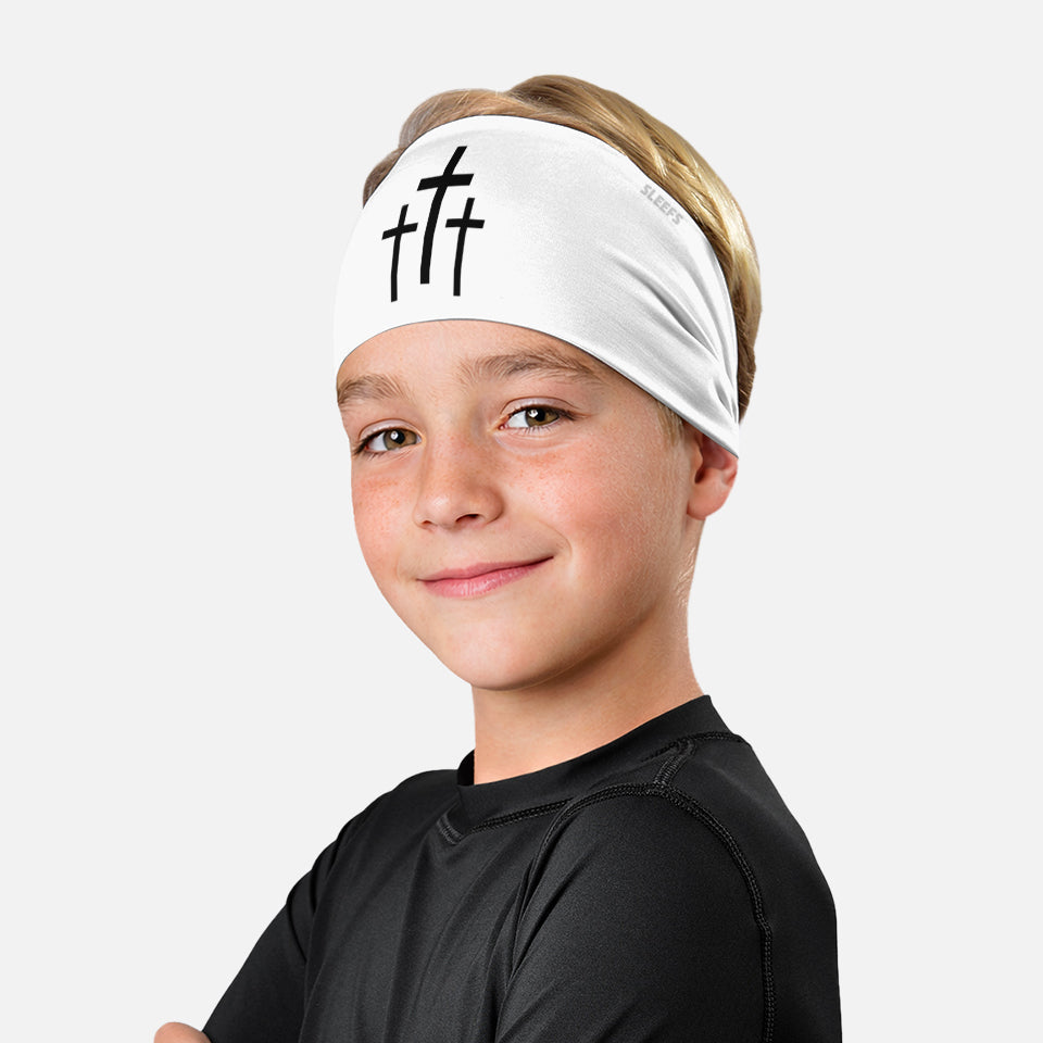 Three Crosses White Kids Headband