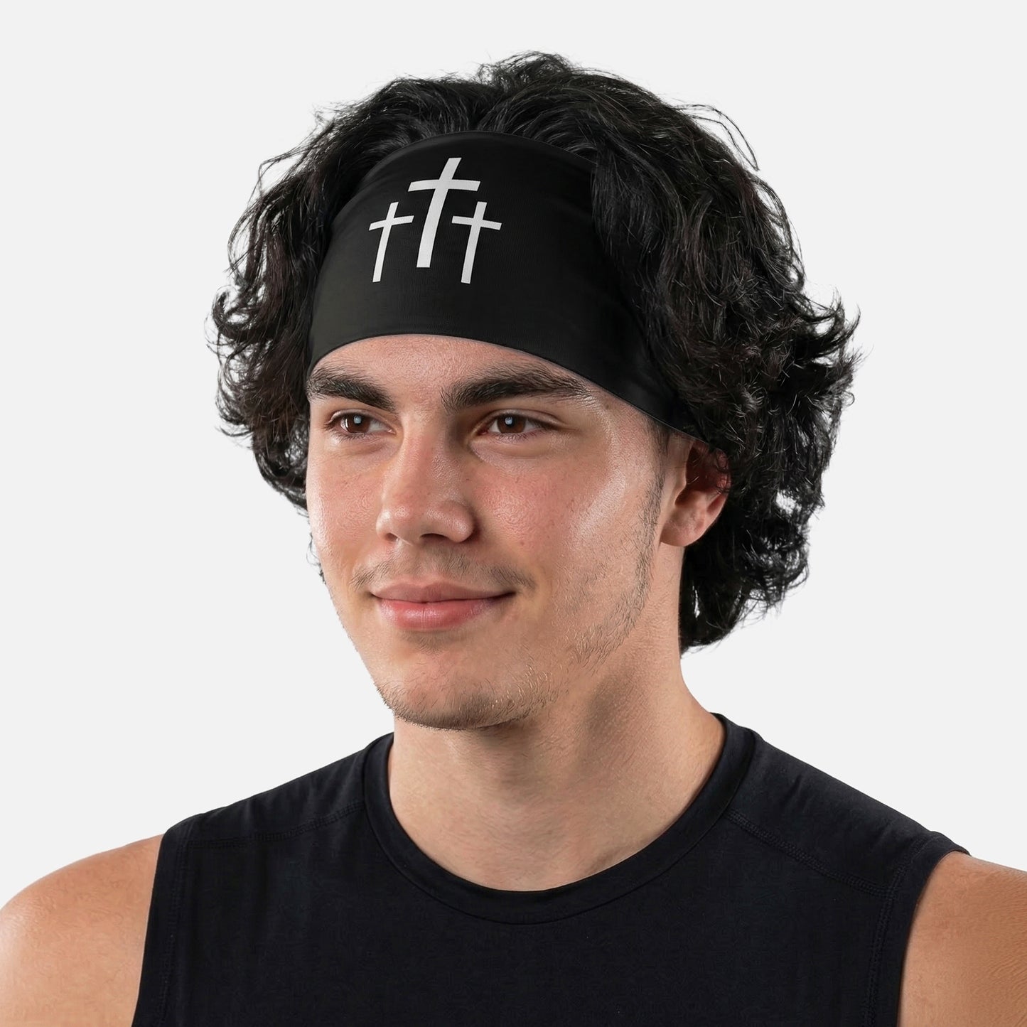 Three Crosses Black Headband