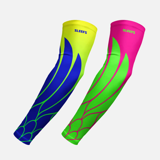 Neon Wings Green and Pink Arm Sleeves Pair
