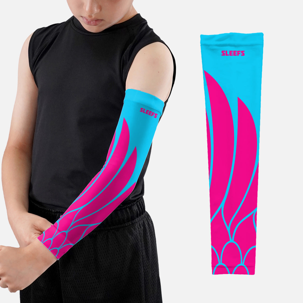 Neon Wings Blue and Yellow Kids Arm Sleeves Pair