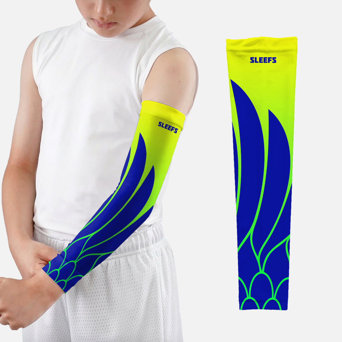 Neon Wings Green and Pink Kids Arm Sleeves Pair